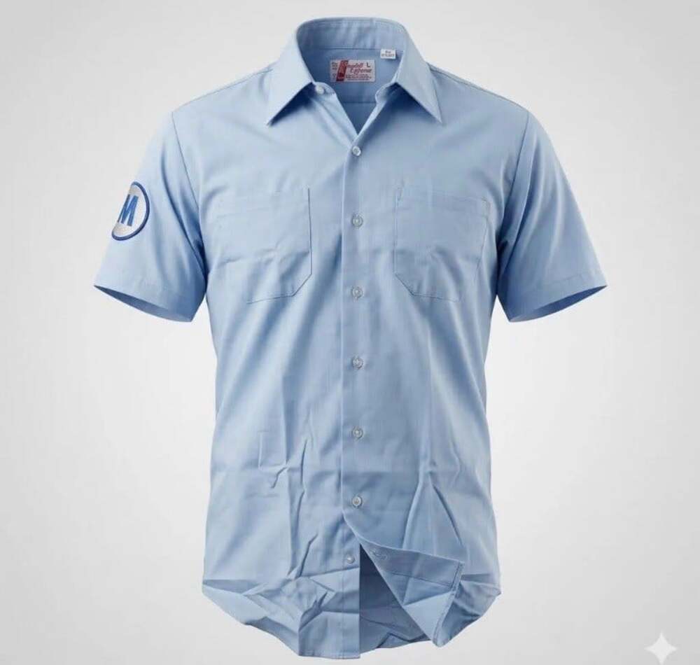 Vintage 70s NOS Union Made New York Metro Work Shirt USA Deadstock 16.5 Blue SS
